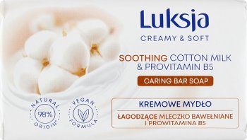 Luksja Creamy & Soft Jabón cremoso calmante con leche de algodón y provitamina B5