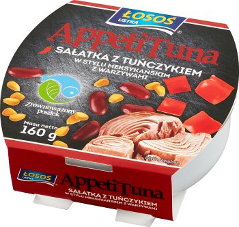 Lachs-Ustka-Appeituna-Salat mit Thunfisch nach mexikanischer Art und Gemüse