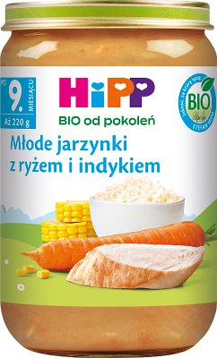 HiPP BIO Młode jarzynki z ryżem  i indykiem