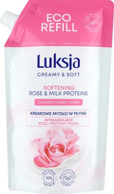 Luksja Creamy & Soft Разглаживающее кремообразное жидкое мыло с протеинами розы и молока