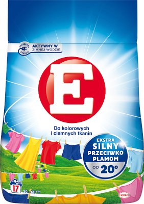 E Waschpulver für bunte und dunkle Textilien