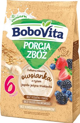 BoboVita Porción de cereales Papilla de leche delicada con arroz arándano-mora-fresa