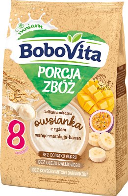 BoboVita Porcja zbóż Delikatna  mleczna owsianka z ryżem mango-marakuja-banan