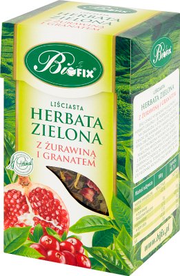 Bifix Herbata zielona liściasta z  żurawiną i granatem