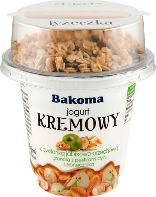 Bakoma Creamy yogurt with apple-nut porridge and granola with pumpkin and sunflower seeds