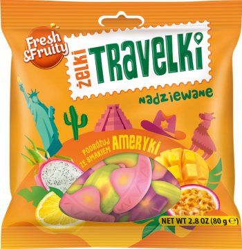 Gomitas Fresh & Fruity Travel rellenas con los sabores de América