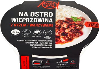 Meal Box Spicy pork with rice and vegetables