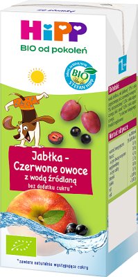 HiPP BIO od pokoleń Jabłka-Czerwone owoce z wodą źródlaną 