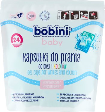 Капсулы Bobini Baby для стирки белых и цветных тканей
