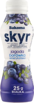 Bakoma Skyr bebiendo yogur, tipo islandés, arándanos