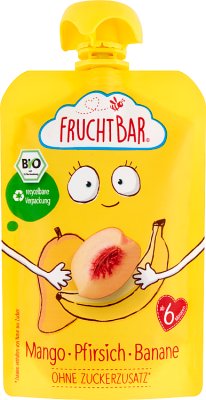 Fruchtbar Organic fruit puree: mango, peach, banana