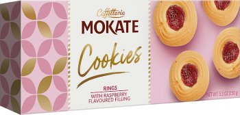 Mokate Cookies Ringkekse mit Himbeerfüllung
