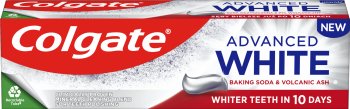 Pasta de dientes Colgate Advanced White con bicarbonato de sodio y polvo volcánico 