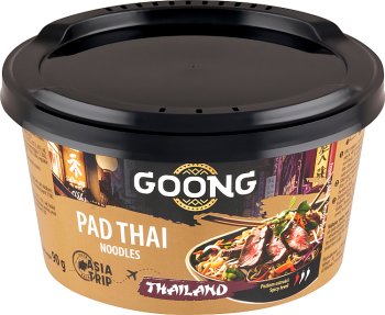 Fideos Goong Pad Thai, un plato instantáneo con fideos y salsa pad Thai