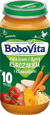 Bobovita Cremesuppe mit Kürbis, Hühnchen und Knödeln  