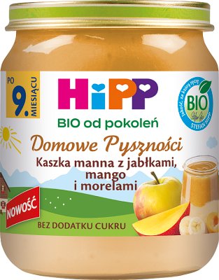 HiPP BIO Domowe Pyszności Gachas de sémola con mango, manzanas y albaricoques 