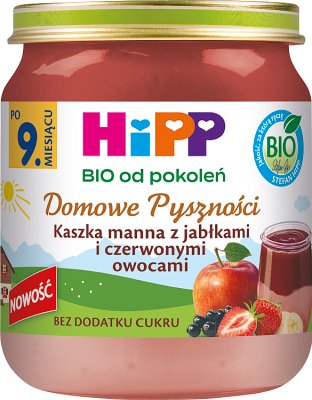 HiPP BIO Domowe Pyszności Gachas de sémola con manzanas y frutos rojos 