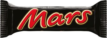 Marsriegel mit Nougatfüllung, überzogen mit Karamell und Schokolade