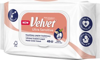 Туалетная бумага Velvet Ultra Sensitive увлажненная 