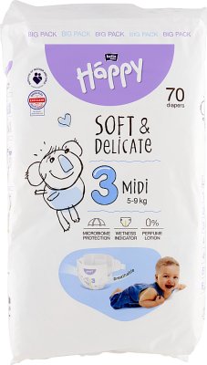 Bella Baby Happy Pieluszki  jednorazowe 3 midi 5-9 kg