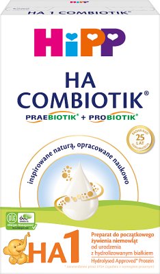HiPP HA1  Combiotik Preparat do  początkowego żywienia niemowląt od urodzenia