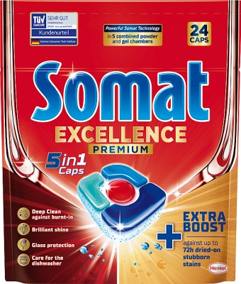 Somat Excellence Premium 5 en 1 Caps Cápsulas para lavar la vajilla en lavavajillas 