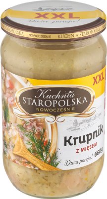 Alte polnische Küche Krupnik mit Fleisch  