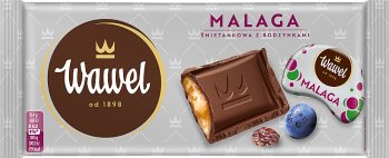 Crema málaga rellena de chocolate Wawel con pasas 