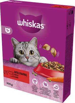 Whiskas Pienso para gatos adultos con deliciosa carne de ternera 