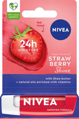 Nivea Strawberry Shine Pielęgnująca pomadka do ust o smaku truskawki