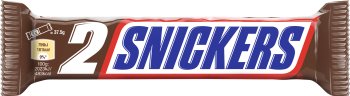 Snickers Bar with filling and peanuts in caramel and chocolate 