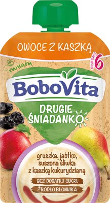 BoboVita Drugie Śniadanko gruszka, jabłko, suszona śliwka z kaszką kukurydzianą