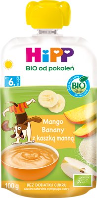 HiPP BIO Mus owocowy mango banany z kaszką manną